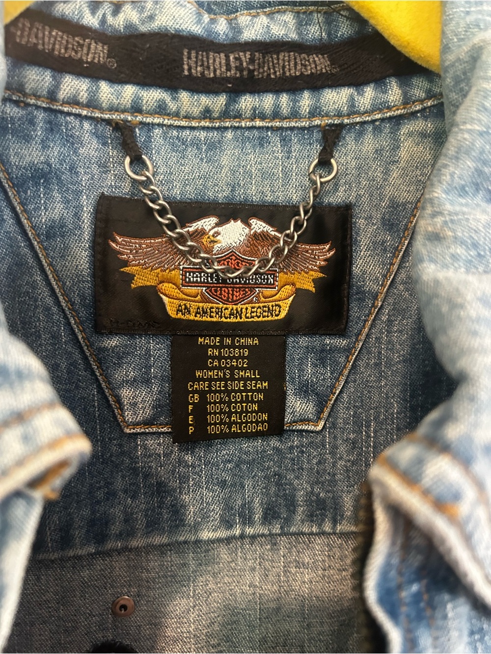 Vintage Harley Davidson Women’s Denim embroidered eagle Jacket Size S - Picture 10 of 10